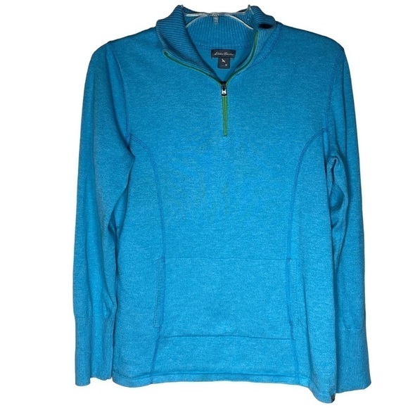Eddie Bauer 1/4 zip front teal pullover women’s size M - Picture 1 of 7